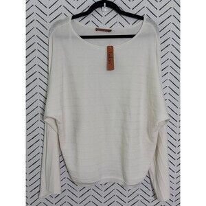 NWT Belldini‎ Women's Winter White Oversized Striped Sweater Size Large